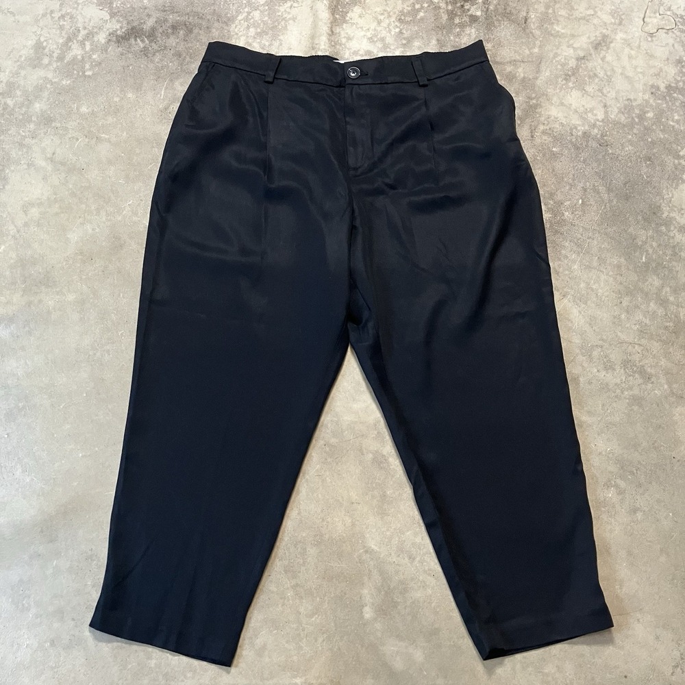 Loft Pants Womens Size 16 Petite Black High Rise Trouser Ankle Office Minimalist